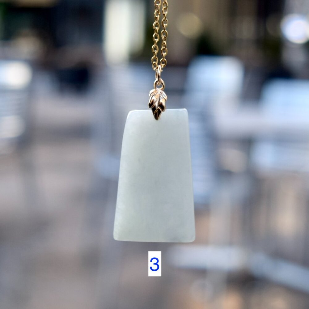 Jadeite Peace Rectangle Charm Necklace - Style 3